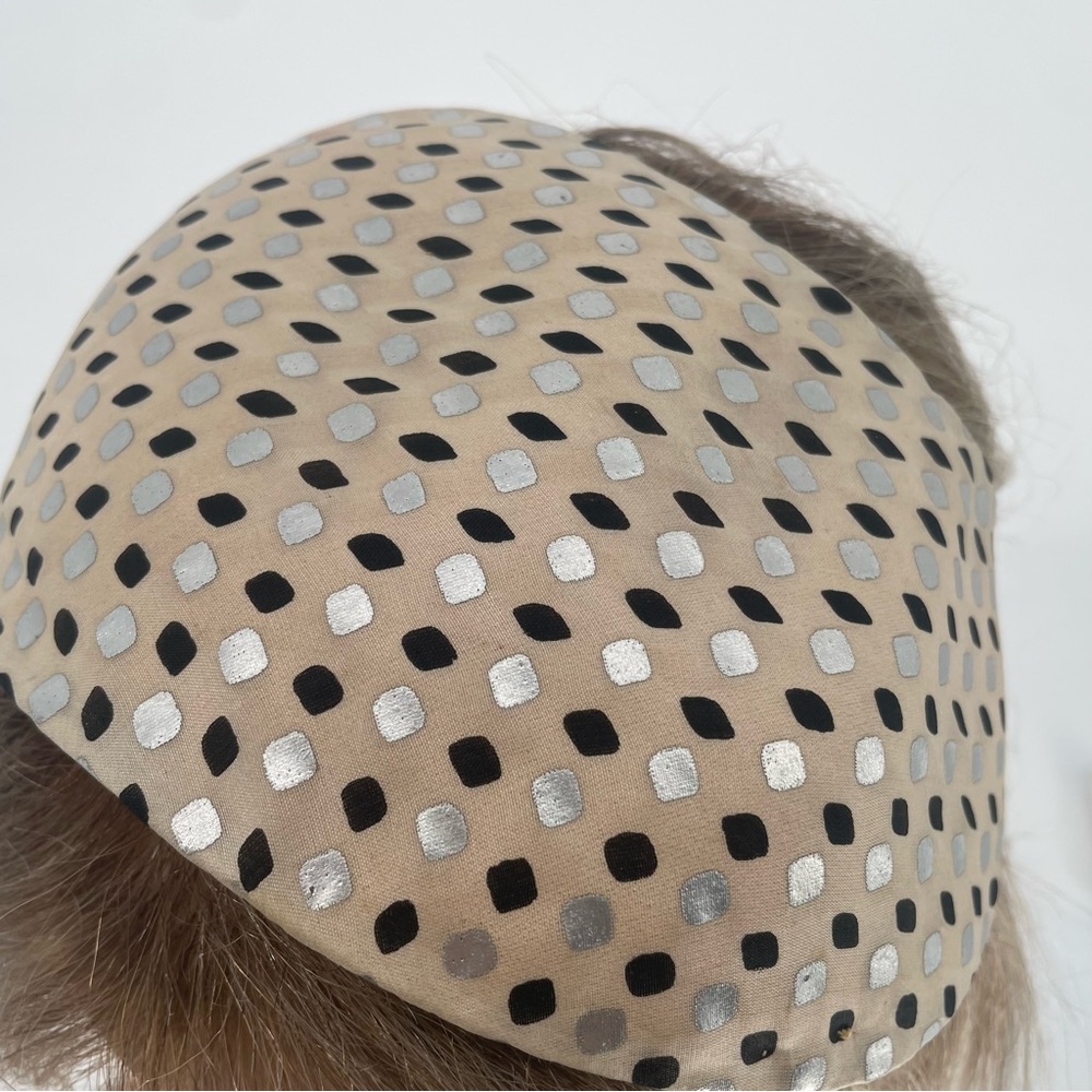 2FOR$30 Vintage Cream Fascinator With Black & Silver Pattern / Headband - Picture 14 of 14